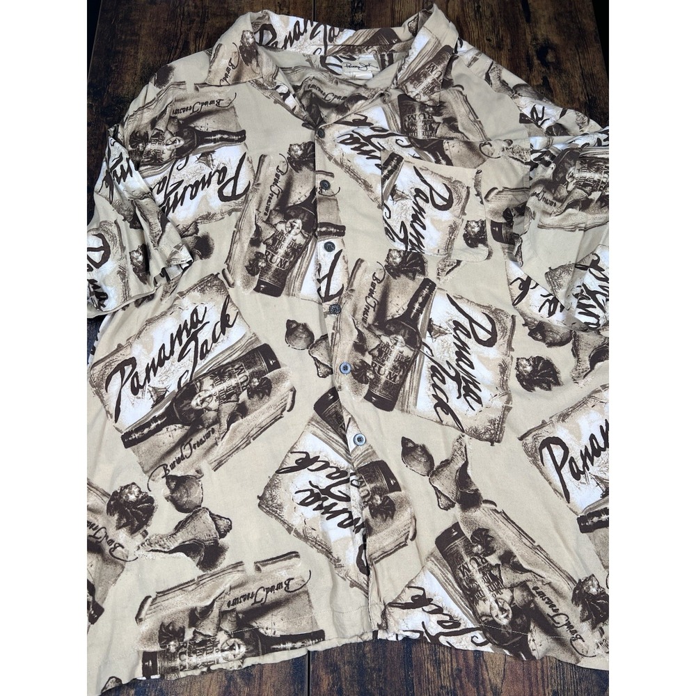 Panama Jack Hawaiian Beach Caribbean Rum Short Sleeve Shirt Brown Tan 3XL Hawaii